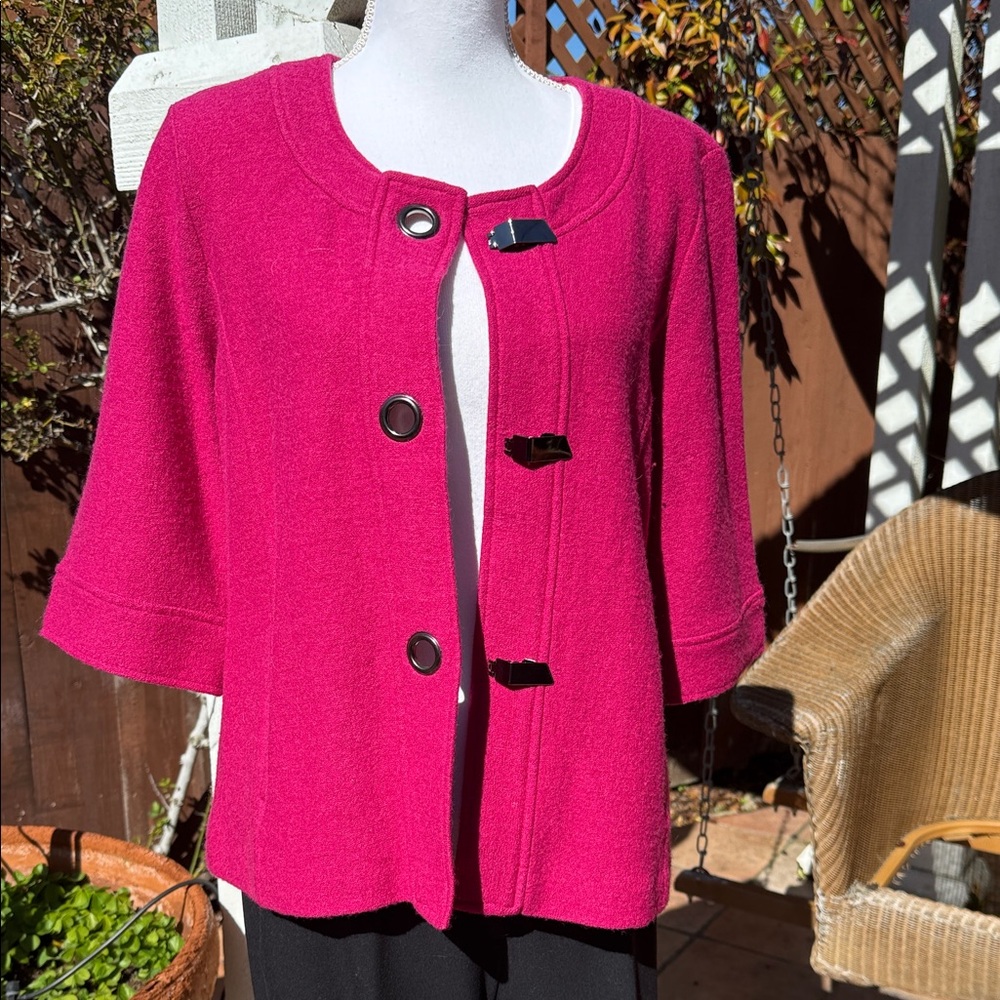 Chico's Fuchsia Cardigan with Black Toggle Closures
